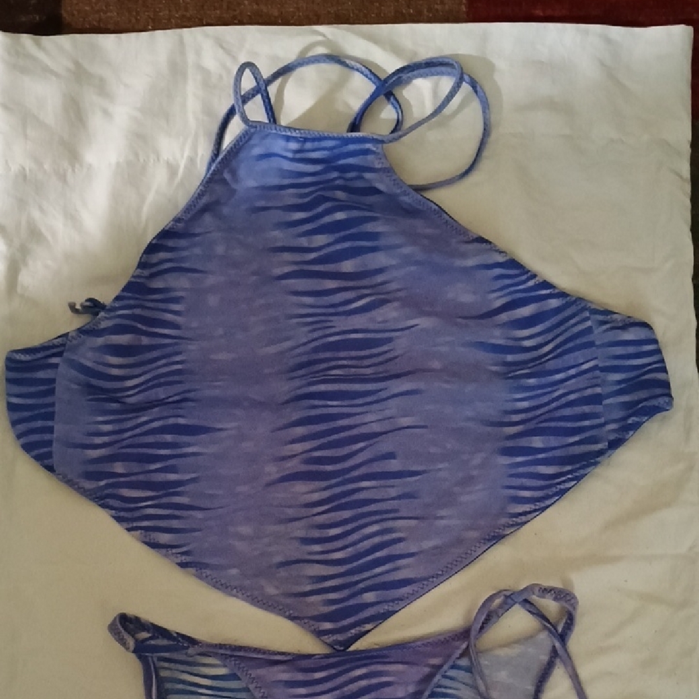 Kids Blue Zebra Print One Piece - Picture 2 of 4